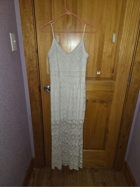Altar'd State white Lace Spaghetti-Strap Maxi Dress